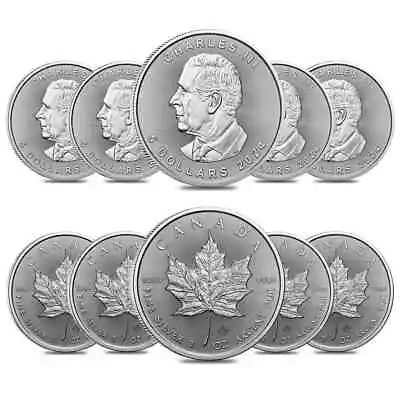 Lot Of 10 - 2024 1 Oz Canadian Silver Maple Leaf Coin BU • $311.91