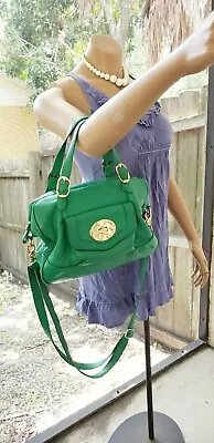 $39.95 • Buy Emma Fox Green Leather Convertible Crossbody Satchel Tote Handbag 