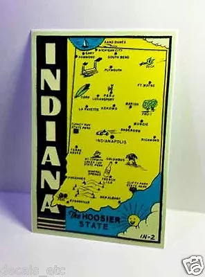 Indiana Hoosier State Vintage Style Travel Decal / Vinyl Sticker Luggage Label • $4.69