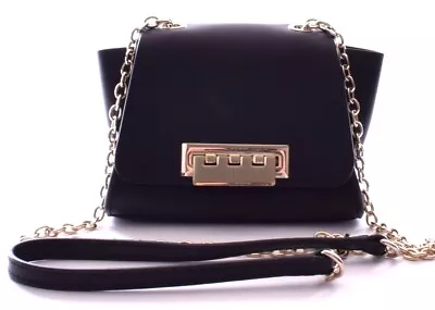 ZAC POSEN Eartha Black Leather Mini Chain Crossbody Bag Mint Cond • $35