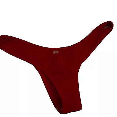 Women’s SMALL (4) Deep Red Zaful Bikini Bottoms Cheeky Ribbed Swim Bottoms • $3.25