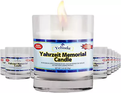  Yahrzeit Memorial Candle Glass Tumbler (24 Pack) 24 Hour Candles | Yom • $41.02