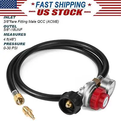 4FT 0-30PSI Adjustable High Pressure Propane Regulator With Hose And PSI Gauge • $24