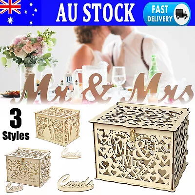 Wedding Card Box Wood Rustic Reception Decorations Money Box For Baby Showers AU • $19.45