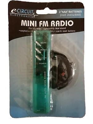 ECIRCUIT Electronics MINI FM Auto Scan RADIO Green Earphones Belt Clip 838903 📻 • $4.25