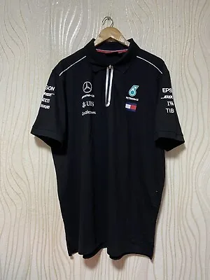 MERCEDES AMG PETRONAS POLO T-SHIRT JERSEY Sz XXL MEN BLACK  • $49.99