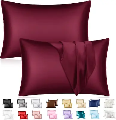 Mulberry Satin Silk Pillowcase For Hair And Skin - Soft Breathable Smooth Both S • $28.74