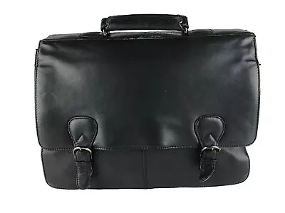 Kenneth Cole Unisex Black Leather Pockets Top Handle Briefcase/Document Case • $36.99