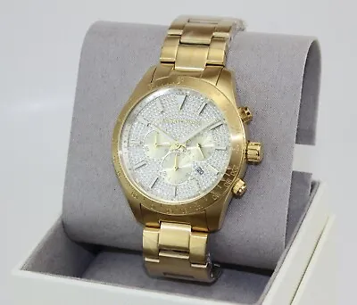 New Authentic Michael Kors Layton Gold Crystals Pave Glytz Mk8873 Men's Watch • $139.99