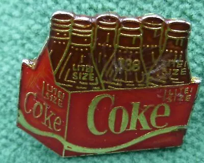 Lite Size Coke 6 Bottle Pack - Enamel Lapel Pin - Red Crate • £7.99