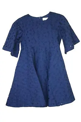 Tartine Et Chocolat Girls Navy Blue Broderie Anglaise Dress 4 Years • £20