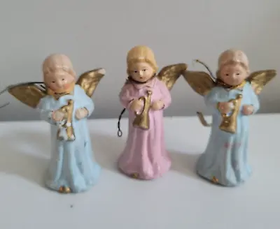 3 Vtg 1950s US-Zone Germany Composite/Paper Mache Angel Figurines Musical Choir • $9.99