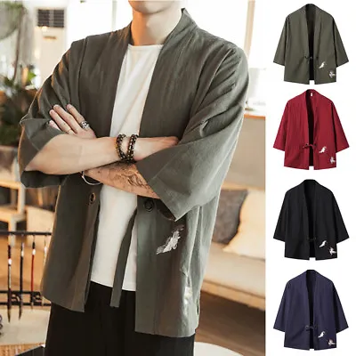 £22.79 • Buy Mens Casual Thin Kimono Cardigan Jacket Haori Loose  Man Yukata Oversized Coat