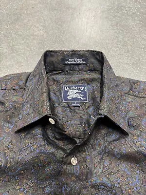 Burberrys Paisley Button Shirt Men Small Vintage USA Made Rare Long Sleeve • $99.99