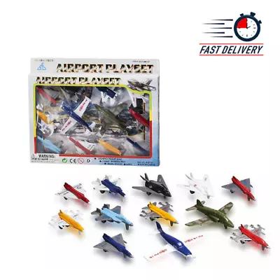 Metal Plastic Die Cast Toy Airplane Set Of 12 Planes And Jets Great For Kids  • $23.99