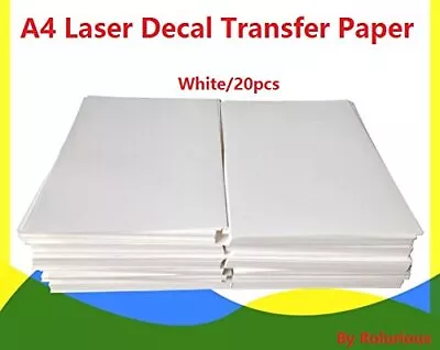 20 Sheets DIY A4 Laser Water Slide Decal Paper Transfer Paper Sheets White Type • £19.65