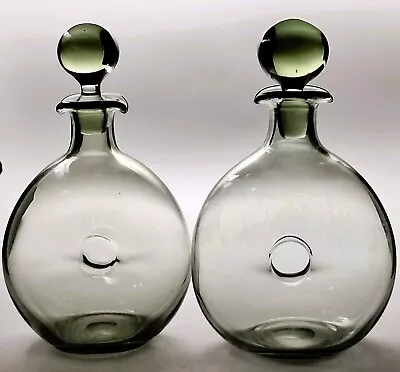 2 X MCM Vintage Holmegaard Smoke Grey Danica Donut Decanters Per Lutken Design • £44.99