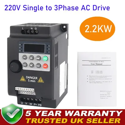 2.2KW 12A 220V AC Motor Drive Variable Inverter VFD Frequency Speed Controller • £64.45