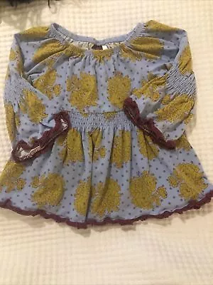 HTF Matilda Jane Character Counts Amelie Blue Peasant Top Girls Sz 2 Floral RARE • $19.99