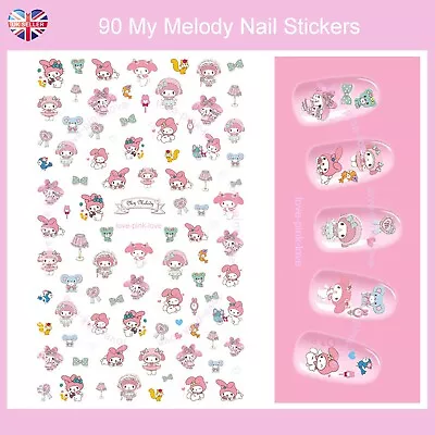 🌸 MY MELODY SANRIO 90 3D Nail Art Stickers Decals Transfers Kawaii UK SELLER 🌸 • £2.99