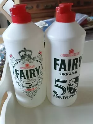 Two Old Fairy Washing Up Liquid Bottles - 50 Years & Jubilee • £10