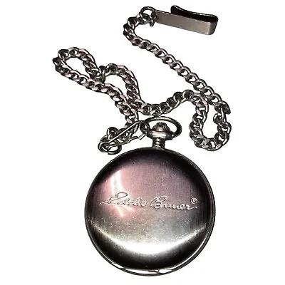 Vintage Eddie Bauer 3792 CE Stainless Steel Pocket Watch W Chain Made In Japan • $19.79