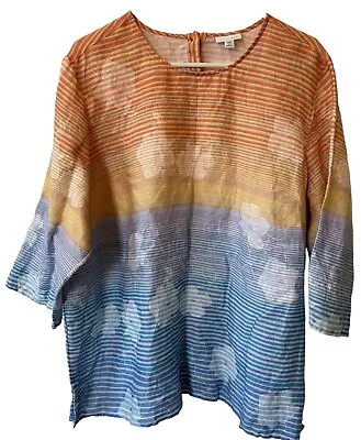 J Jill Love Linen 2X Blouse Floral Print Tunic Slip On Spring Summer Pastels • $32