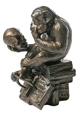 Monkey Holding Skull Statue Rheinhold Philosophizing Monkey On Books Sculpture • $63