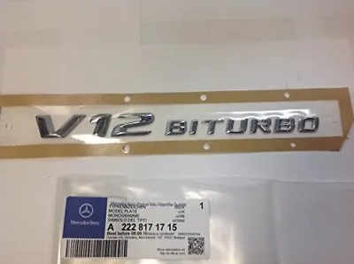 Genuine Mercedes Benz V12 Biturbo Fender Decal Emblem S Class AMG W222 C217 • $101.62