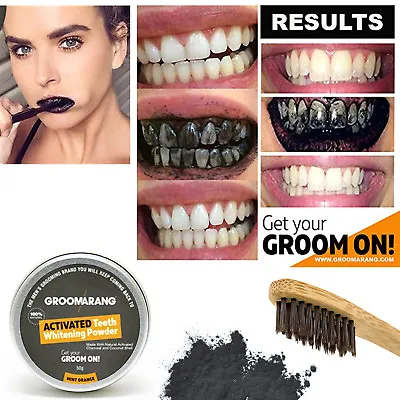 Groomarang Activated Charcoal Teeth Tooth Whitening Powder Mint Natural  • £4.30