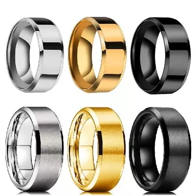 Mens Stainless Steel Titanium Wedding Rings 6 Or 8mm Band Brushed Polished Women • $6.75