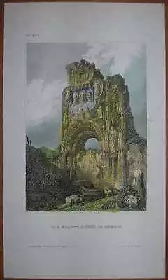 1839 Meyer Print RUINS OF CARMELITE CONVENT BURGOS • $18.90