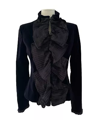 Domenico Vacca Cantarelli Womens Sz 6 Dark Purple Velvet Fitted Jacket Blazer • $69