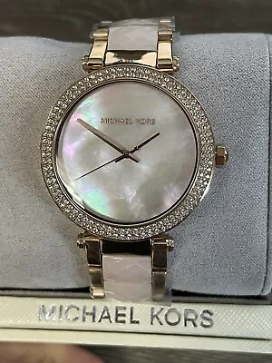 $99.75 • Buy MICHAEL KORS Parker Rose Gold/Pastel Pink + Crystal MOP Women’s Watch MK6402