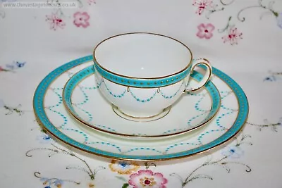 Antique 1890s Minton Tea Set Fine China Jewelled Turquoise Gold Trio Cup Plate • £65