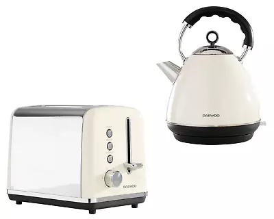 Daewoo Kensington Cream 1.7L 3KW Pyramid Kettle & 2-Slice Toaster Matching Set • £74.95