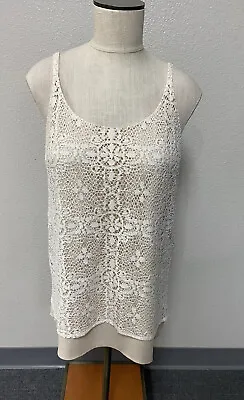 CABI Ivory Lace Overlay Tank Top Cami Nude Lining Size Small • $13.99