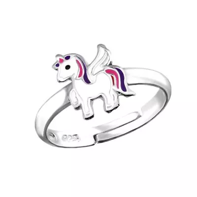 Sterling Silver Unicorn White Pink And Purple Fashion Ring - Boxed Ajustable • £9.95