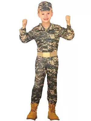 Seasons Strong Sergeant Camo Army Jumpsuit Halloween Costume Medium (8-10) • $36.99