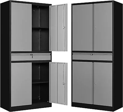 Metal Storage Cabinet With Locking Metal Garage Cabinet With 1 Drawer Steel • $229.98