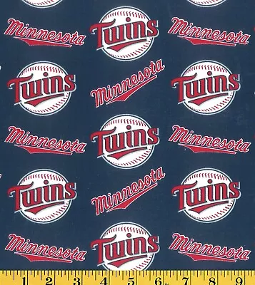 MLB Minnesota Twins Cotton Fabric Base Ball Team 58  Length By The 1/4 Yard • $3