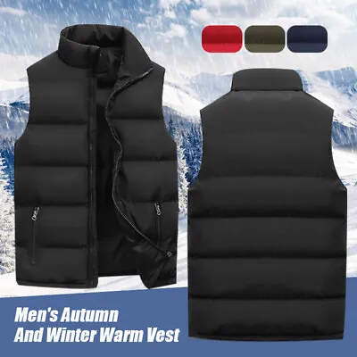  MENS BODY WARMER GILET WARM PADDED ZIP QUILTED Sleeveless JACKET Outwear Vest • $39.88