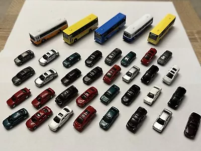 N Gauge 32x Model Cars & 5x Buses 1:150 Scale For Model Railway Layouts #1 • £21.99