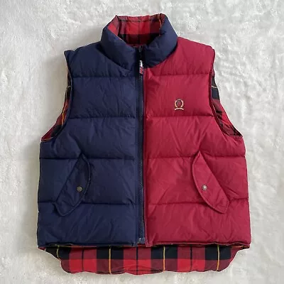 VTG 90s Tommy Hilfiger Down Puffer Vest Sz L Zip Up Plaid Lined Winter Logo Y2k • $64.99