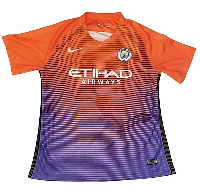 100% Authentic Manchester City Third Jersey #10 Kun Aguero Large Men Rare! • $87.99