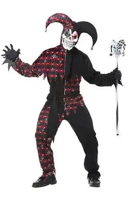 Mens Sinister Jester Halloween Clowns & Circus Horror Film Fancy Dress Costume • £47.99
