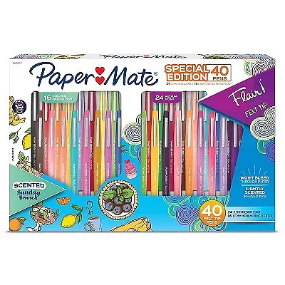 Paper Mate Flair 40pk Felt Tip Pens 0.7mm Scented Multicolored • $19.99