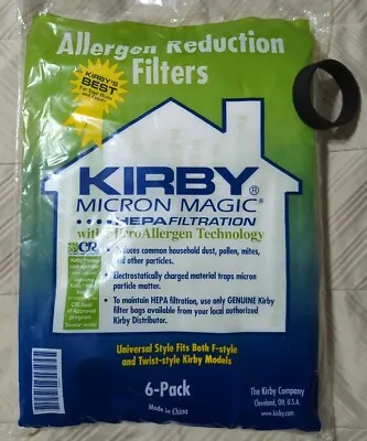 KIRBY VACUUM BAGS:6 Sentria UNIVERSAL~ F Style MICRON MAGIC Hepa Includes 1 Belt • $15.99