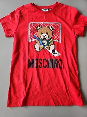 NWT Moschino Girls Teddy Bear Logo Cotton T-shirt Size 12A Red • $79.99