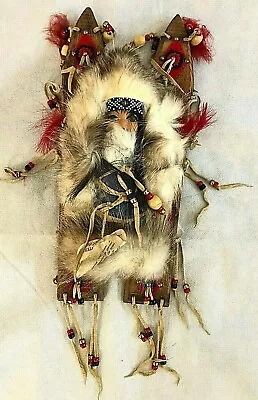$39.95 • Buy CHEVENNE TRIBES Native American Plains Indian Doll Fur Leather Beaded 16” Cradle